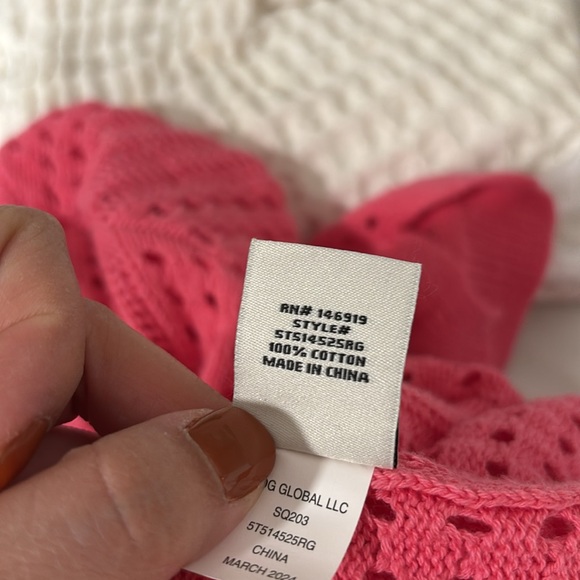 C&C California Tie Front Cardigan Pink Lemonade Size Large 100% Cotton - Picture 7 of 8